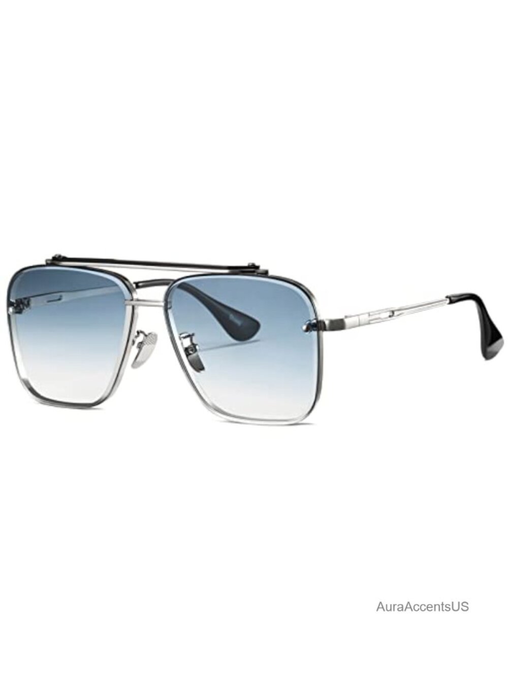 Square Aviator Gradient Sunglasses Metal Frame UV400